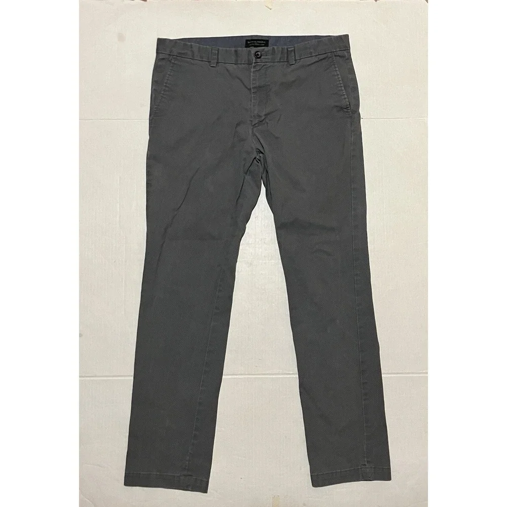 Banana Republic Fulton Pants Mens 36x32 Gray Stretch Skinny Chino Classic Cotton
